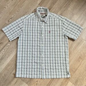 Quicksilver Men’s Plaid Short Sleeve Button Up Blue Casual Shirt